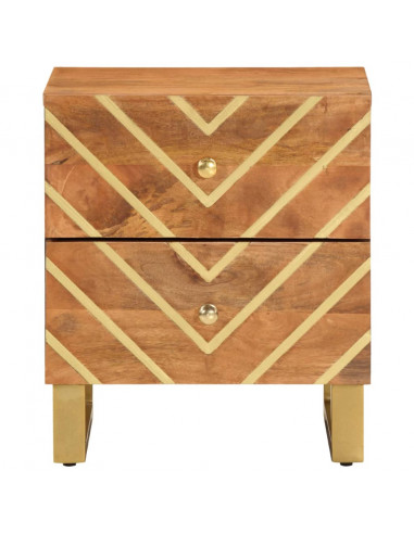 Comodino Marrone e Nero in Legno Massello di Mango