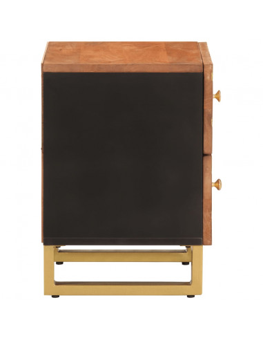 Comodino Marrone e Nero in Legno Massello di Mango