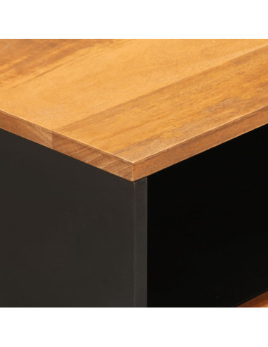 Comodino Nero 40x29x50 cm in Legno Massello di Mango