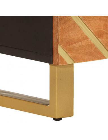 Comodino Nero 40x29x50 cm in Legno Massello di Mango