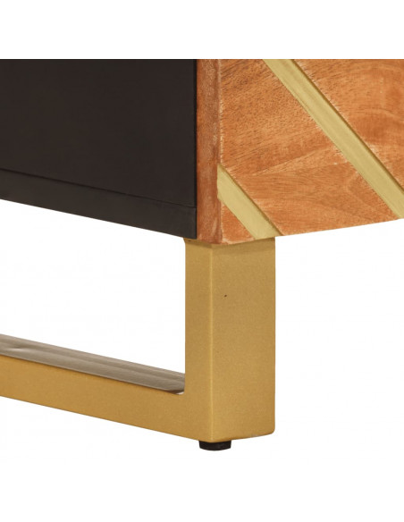 Comodino Nero 40x29x50 cm in Legno Massello di Mango