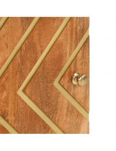 Comodino Marrone Nero 50x33x60 cm in Legno Massello di Mango