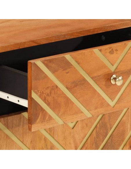 Comodino Marrone Nero 50x33x60 cm in Legno Massello di Mango