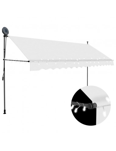 Tenda da Sole Retrattile Manuale con LED 350 cm Crema