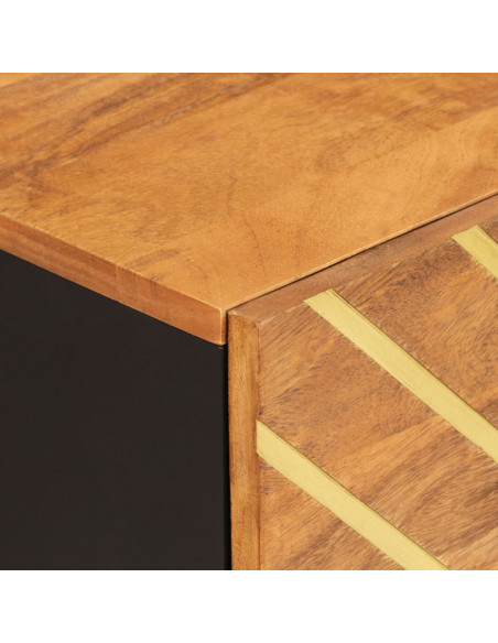 Comodino Nero 40x29x50 cm in Legno Massello di Mango