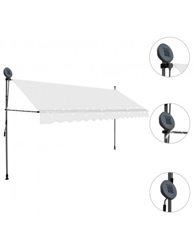 Tenda da Sole Retrattile Manuale con LED 350 cm Crema