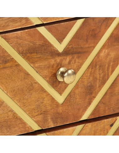 Comodino Nero 40x29x50 cm in Legno Massello di Mango