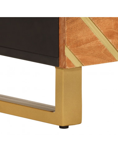 Comodino Nero 40x29x50 cm in Legno Massello di Mango