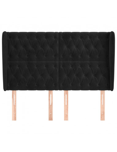 Testiera ad Orecchio Nera 163x23x118/128 cm in Velluto