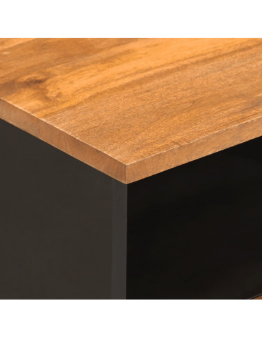 Comodini 2 pz Marrone e Nero in Legno Massello di Mango