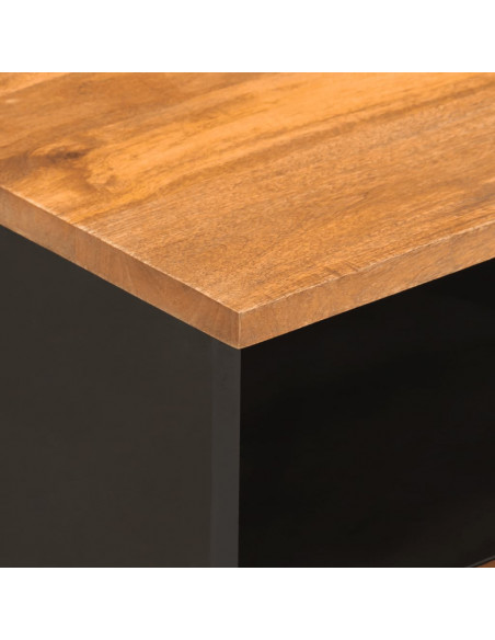 Comodini 2 pz Marrone e Nero in Legno Massello di Mango