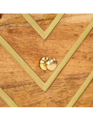 Comodini 2 pz Marrone e Nero in Legno Massello di Mango