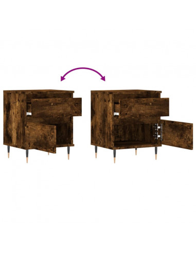 Comodino Rovere Fumo 40x35x50 cm in Legno Multistrato