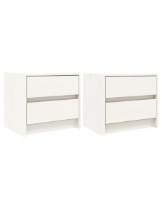 Comodini 2 pz Bianchi 40x31x35,5 cm in Legno Massello di Pino 2