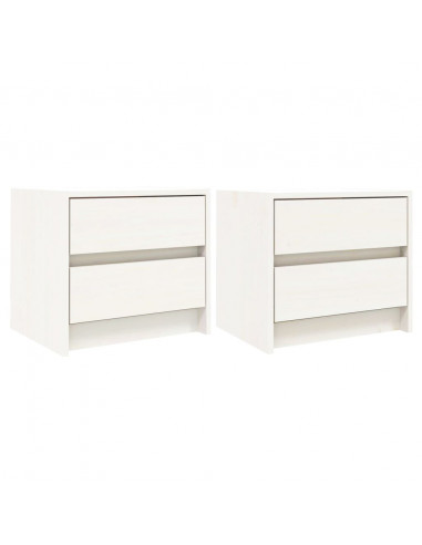Comodini 2 pz Bianchi 40x31x35,5 cm in Legno Massello di Pino