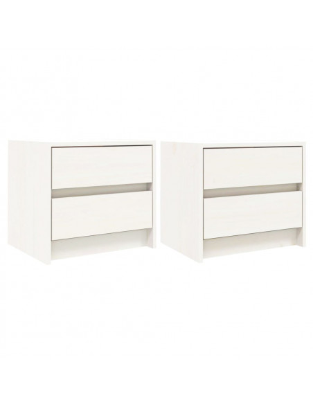 Comodini 2 pz Bianchi 40x31x35,5 cm in Legno Massello di Pino