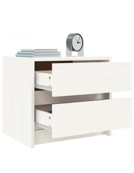 Comodini 2 pz Bianchi 40x31x35,5 cm in Legno Massello di Pino