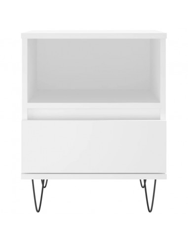 Comodini 2pz Bianchi 40x35x50 cm in Legno Multistrato