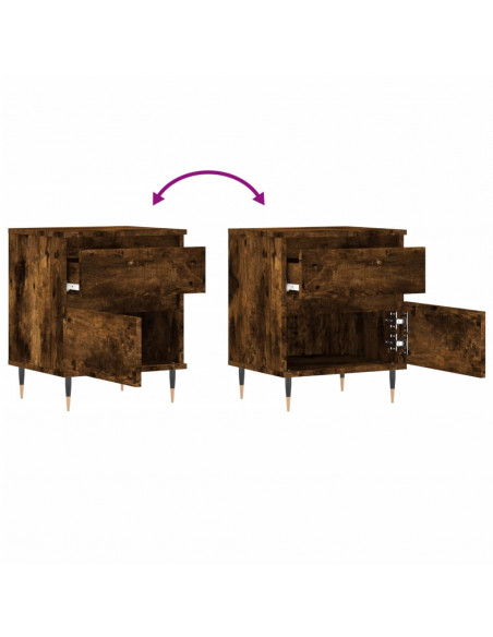 Comodini 2pz Rovere Fumo 40x35x50 cm in Legno Multistrato