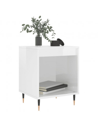 Comodini 2pz Bianco Lucido 40x35x50 cm in Legno Multistrato