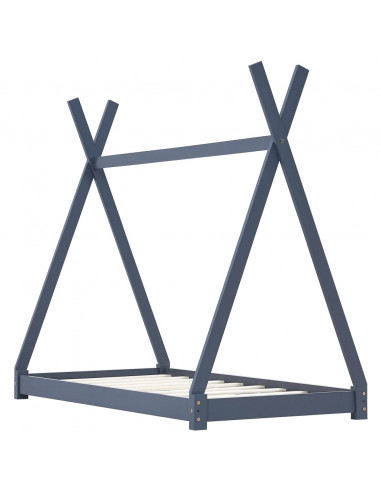 Giroletto per Bambini Grigio in Legno Massello di Pino 80x160cm