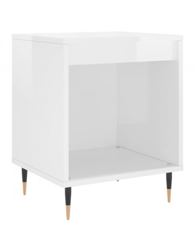 Comodini 2pz Bianco Lucido 40x35x50 cm in Legno Multistrato