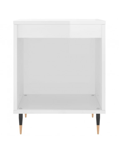 Comodini 2pz Bianco Lucido 40x35x50 cm in Legno Multistrato
