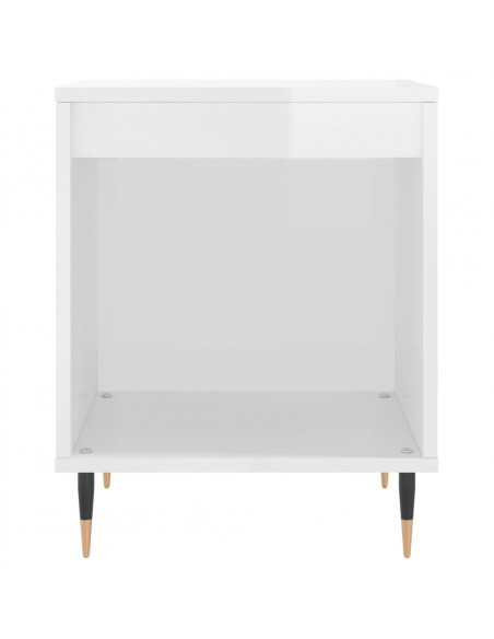 Comodini 2pz Bianco Lucido 40x35x50 cm in Legno Multistrato