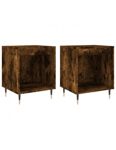 Comodini 2pz Rovere Fumo 40x35x50 cm in Legno Multistrato