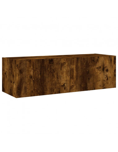 Mobili TV a Muro 3pz con Luci LED Rovere Fumo