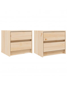 Comodini 2 pz 40x31x35,5 cm in Legno Massello di Pino 2