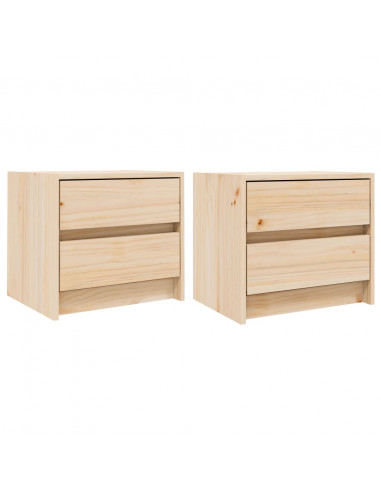 Comodini 2 pz 40x31x35,5 cm in Legno Massello di Pino