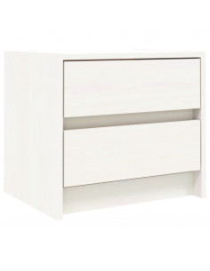Comodino Bianco 40x31x35,5 cm in Legno Massello di Pino 2