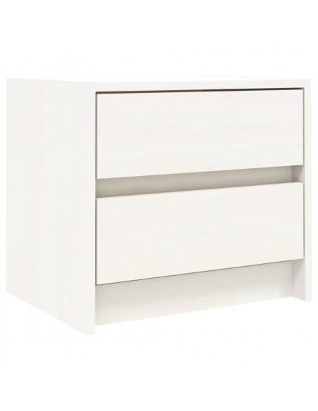 Comodino Bianco 40x31x35,5 cm in Legno Massello di Pino