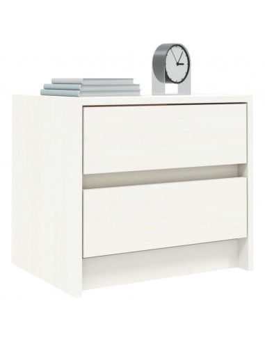 Comodino Bianco 40x31x35,5 cm in Legno Massello di Pino