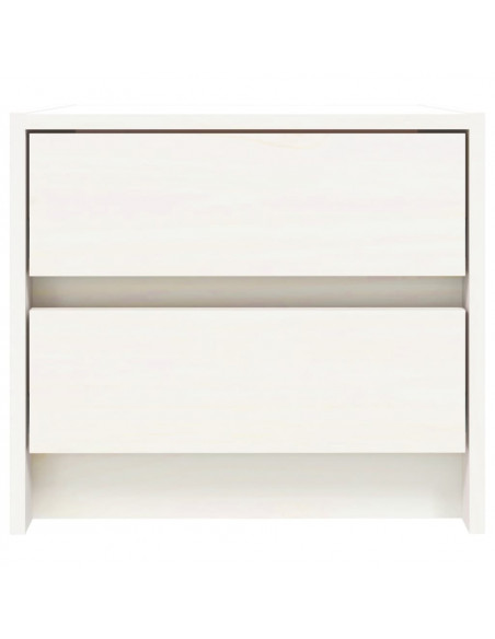 Comodino Bianco 40x31x35,5 cm in Legno Massello di Pino