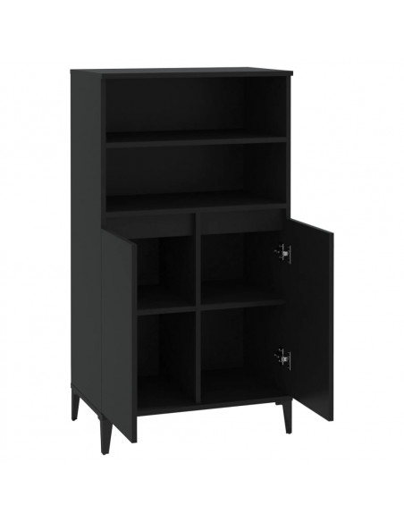 Credenza Nera 60x36x110 cm in Legno Multistrato