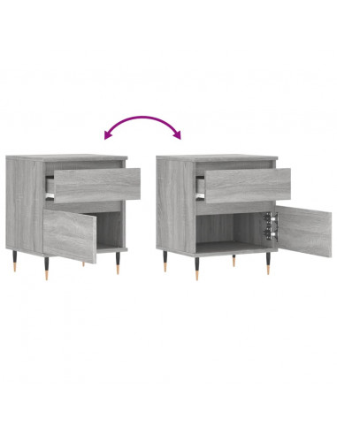 Comodini 2pz Grigio Sonoma 40x35x50 cm in Legno Multistrato