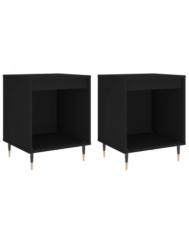 Comodini 2pz Neri 40x35x50 cm in Legno Multistrato