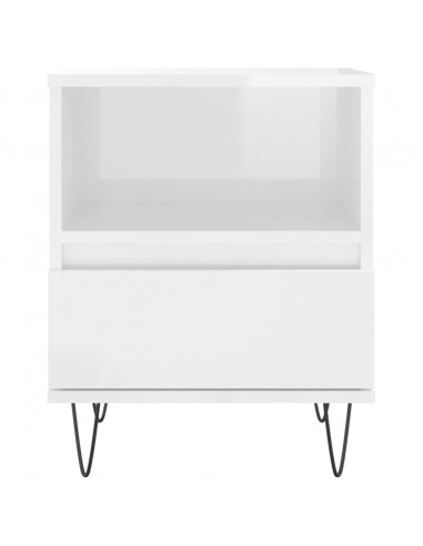 Comodini 2pz Bianco Lucido 40x35x50 cm in Legno Multistrato