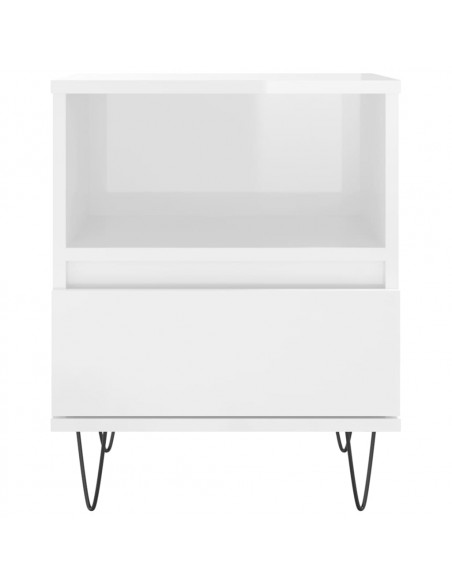 Comodini 2pz Bianco Lucido 40x35x50 cm in Legno Multistrato