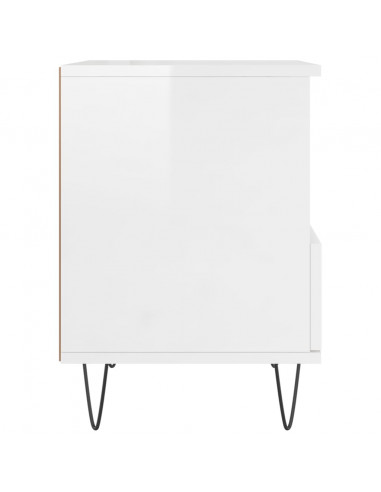 Comodini 2pz Bianco Lucido 40x35x50 cm in Legno Multistrato