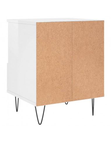 Comodini 2pz Bianco Lucido 40x35x50 cm in Legno Multistrato