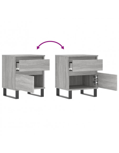 Comodino Grigio Sonoma 40x35x50 cm in Legno Multistrato
