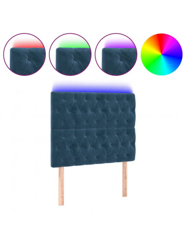 Testiera a LED Blu scuro 90x7x118/128 cm in Velluto