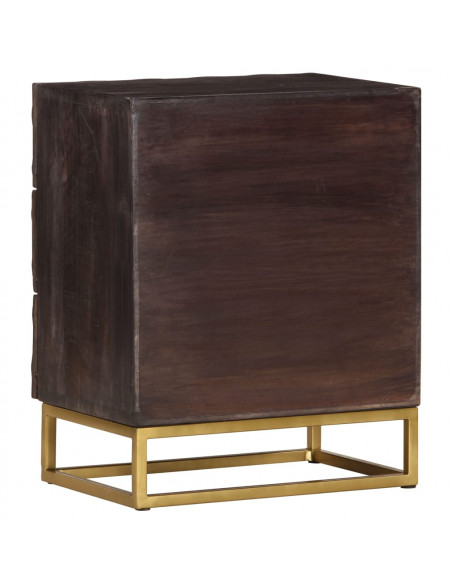 Comodino Nero 40x30x50 cm in Legno Massello di Mango