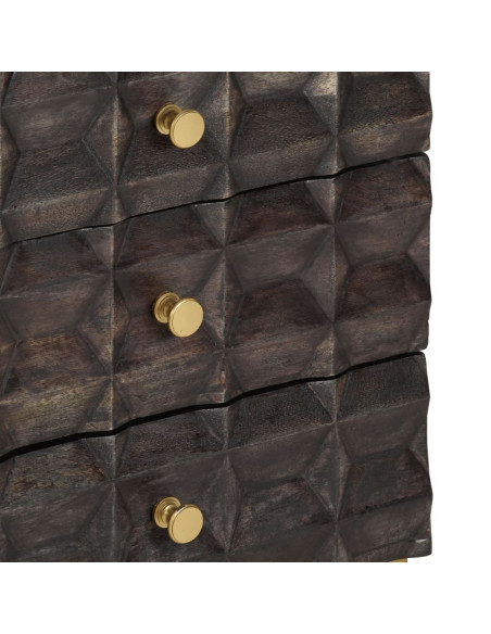 Comodino Nero 40x30x50 cm in Legno Massello di Mango