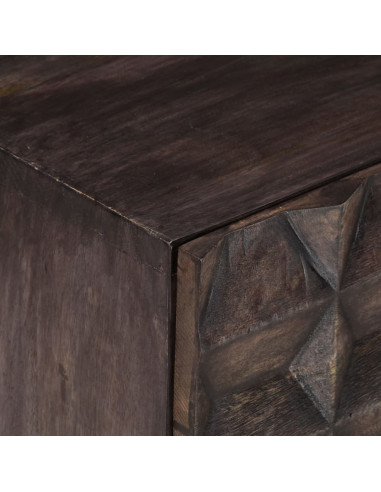 Comodino Nero 40x30x50 cm in Legno Massello di Mango