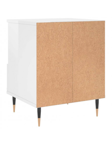Comodino Bianco Lucido 40x35x50 cm in Legno Multistrato