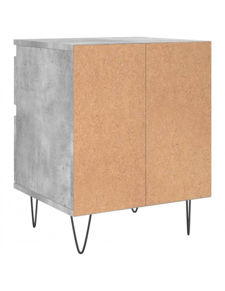 Comodino Grigio Cemento 40x35x50 cm in Legno Multistrato
